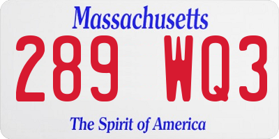 MA license plate 289WQ3