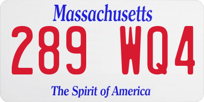 MA license plate 289WQ4