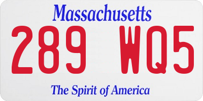 MA license plate 289WQ5