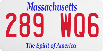 MA license plate 289WQ6
