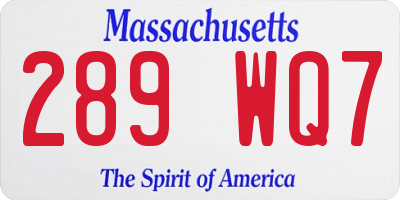 MA license plate 289WQ7