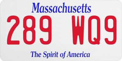 MA license plate 289WQ9