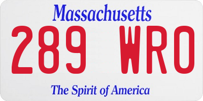 MA license plate 289WR0
