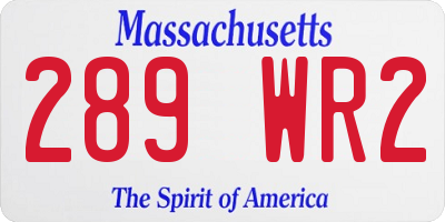 MA license plate 289WR2