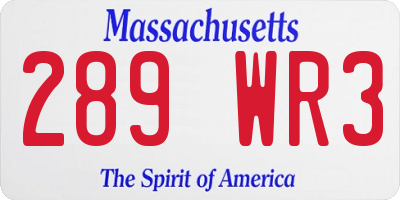 MA license plate 289WR3