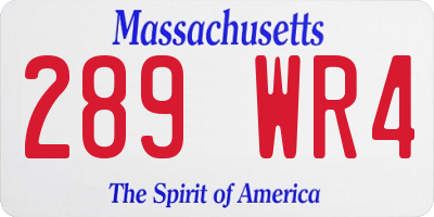 MA license plate 289WR4