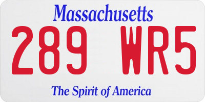 MA license plate 289WR5