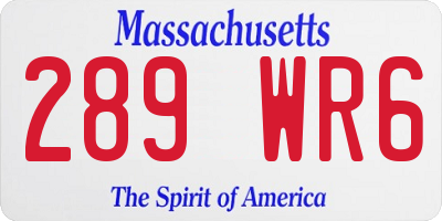 MA license plate 289WR6