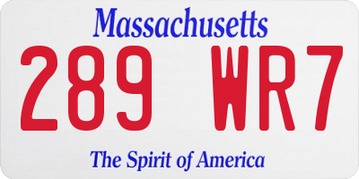 MA license plate 289WR7