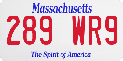 MA license plate 289WR9