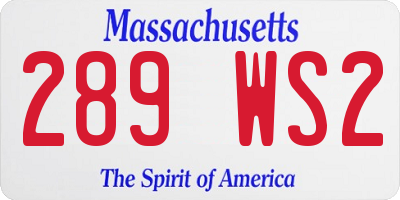 MA license plate 289WS2
