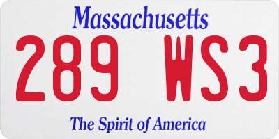 MA license plate 289WS3