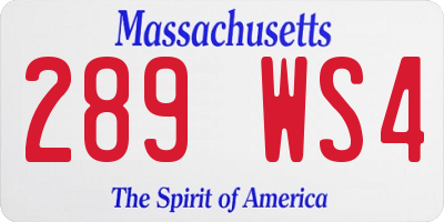 MA license plate 289WS4