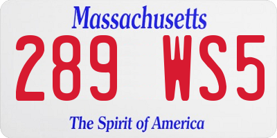 MA license plate 289WS5