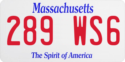 MA license plate 289WS6