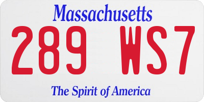 MA license plate 289WS7