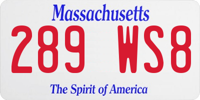 MA license plate 289WS8