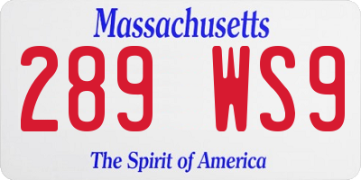 MA license plate 289WS9