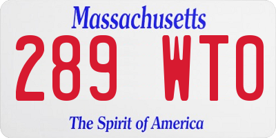 MA license plate 289WT0