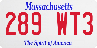 MA license plate 289WT3