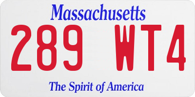 MA license plate 289WT4