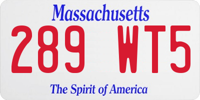 MA license plate 289WT5