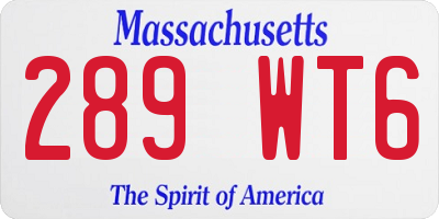 MA license plate 289WT6