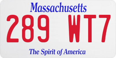 MA license plate 289WT7