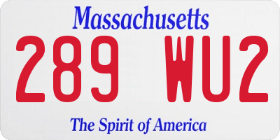 MA license plate 289WU2