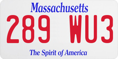 MA license plate 289WU3