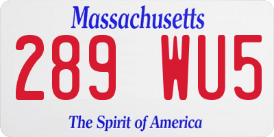 MA license plate 289WU5