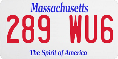 MA license plate 289WU6