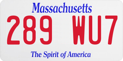 MA license plate 289WU7