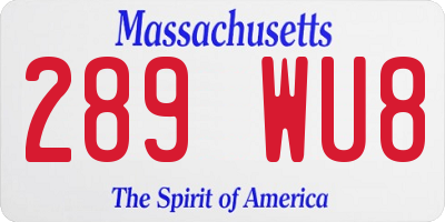 MA license plate 289WU8