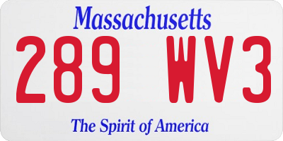 MA license plate 289WV3