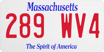 MA license plate 289WV4