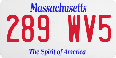 MA license plate 289WV5