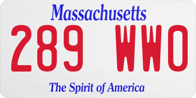MA license plate 289WW0