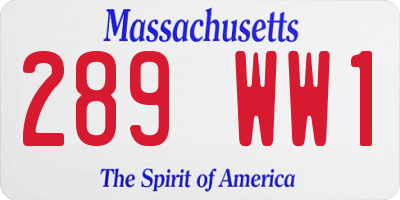 MA license plate 289WW1