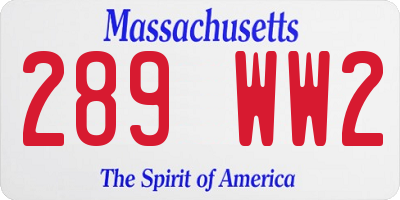 MA license plate 289WW2