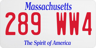 MA license plate 289WW4