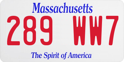 MA license plate 289WW7