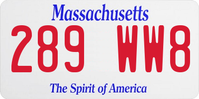 MA license plate 289WW8