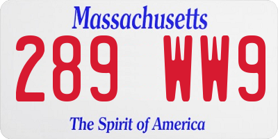 MA license plate 289WW9