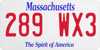 MA license plate 289WX3