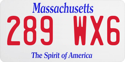MA license plate 289WX6