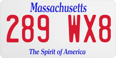 MA license plate 289WX8