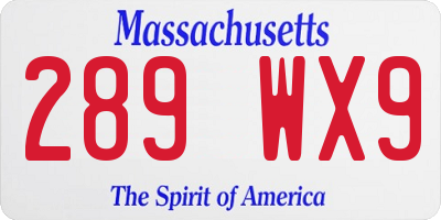 MA license plate 289WX9