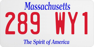 MA license plate 289WY1