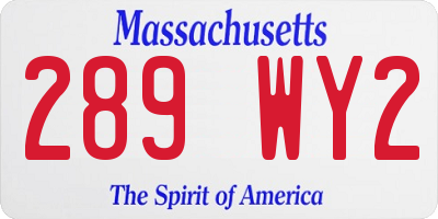MA license plate 289WY2